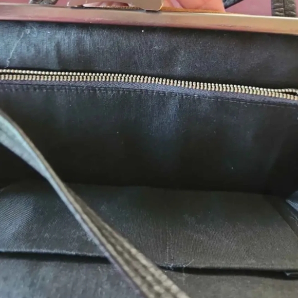 Vintage 1940s-1950s Cloth Leather Gunmetal Shoulder Bag Purse - Picture 4 of 8